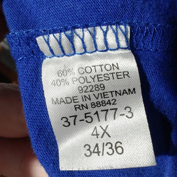 Woman Within Pleated Button 4X Short Sleeve Shirt Top Royal Blue - Picture 5 of 8